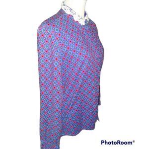 Mr. Witt Vintage geometric print top with lace collar‎ size 14